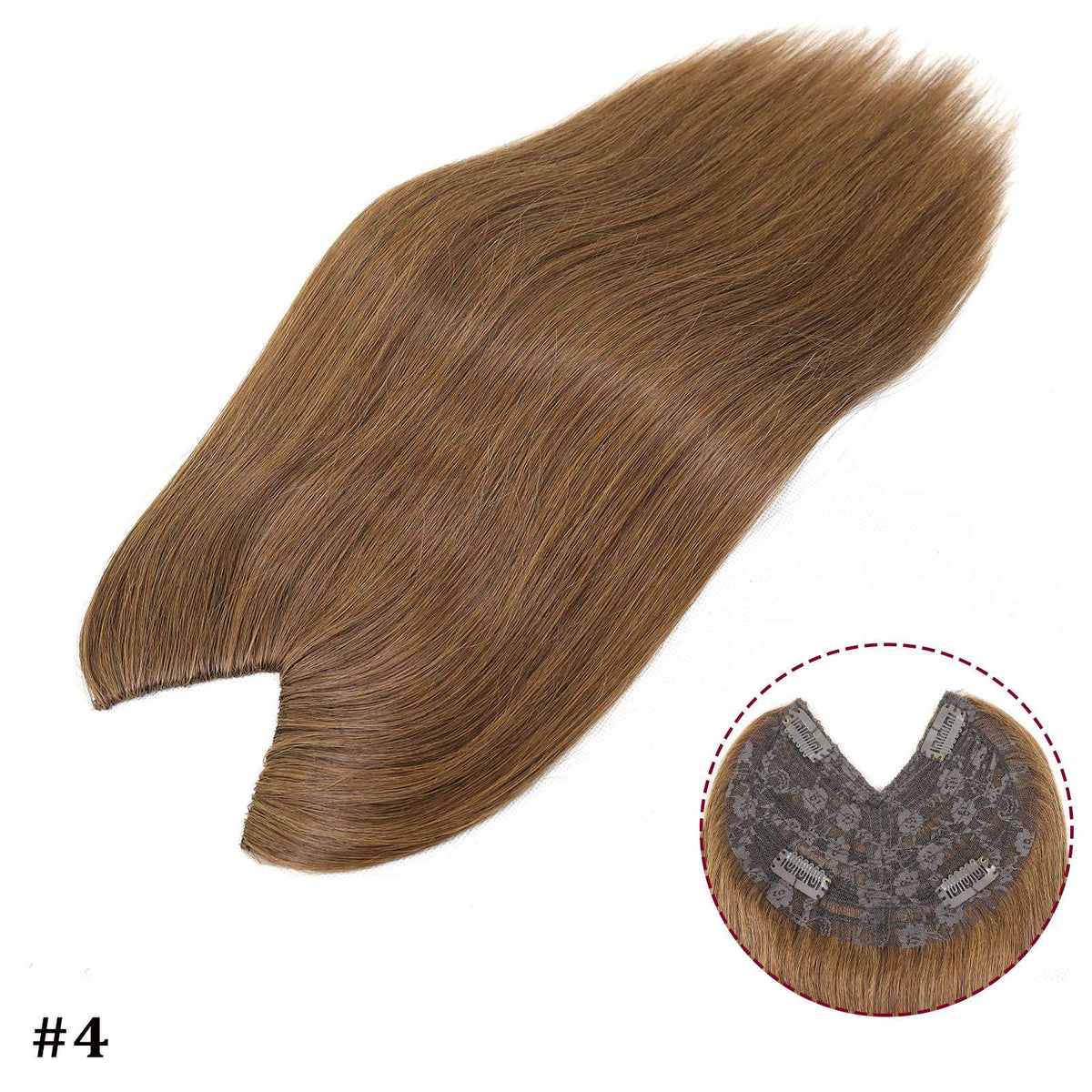 V Shape Clip In Human Hair Extensions Invisible Brown Blonde Highlight Toppers For Women Straight Brazilian Remy Hair 16Inch