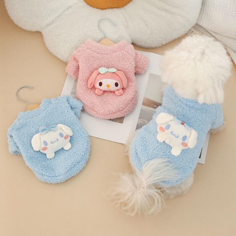 Sanrio Kuromi Double-Sided Velvet Hoodie for Dogs Cats Autumn Winter Warm, Flannel Dog Clothes Thickened Cat Jacket Pet Supplies
