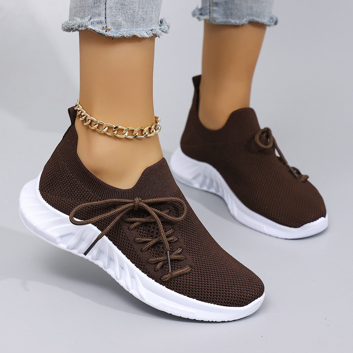 Spring and Autumn New Women's Casual Lace up Comfortable, Breathable, Lightweight and Wear-Resistant Sports Shoes
