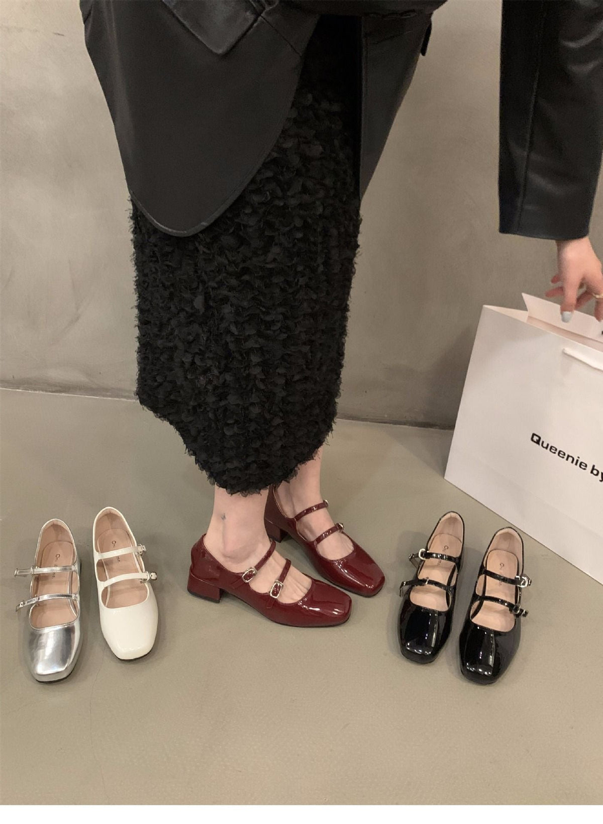 Mary Jane Shoes for Women Retro Medium Heel Women's Single Shoes Fashion Gloss Soft Comfort Ballet Shoes Zapatos De Mujer