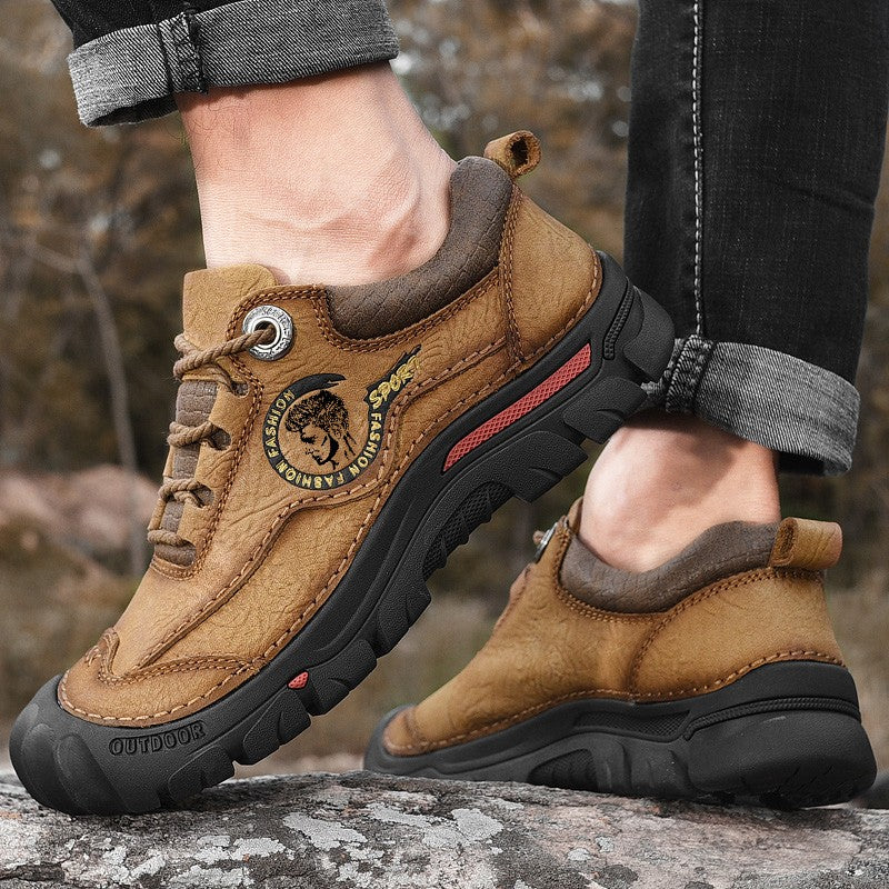 Outdoor Camping Hiking Shoes Men Genuine Leather Sports Sneakers Man Travel Casual Shoes Leisure Walking Climbing Men's Footwear