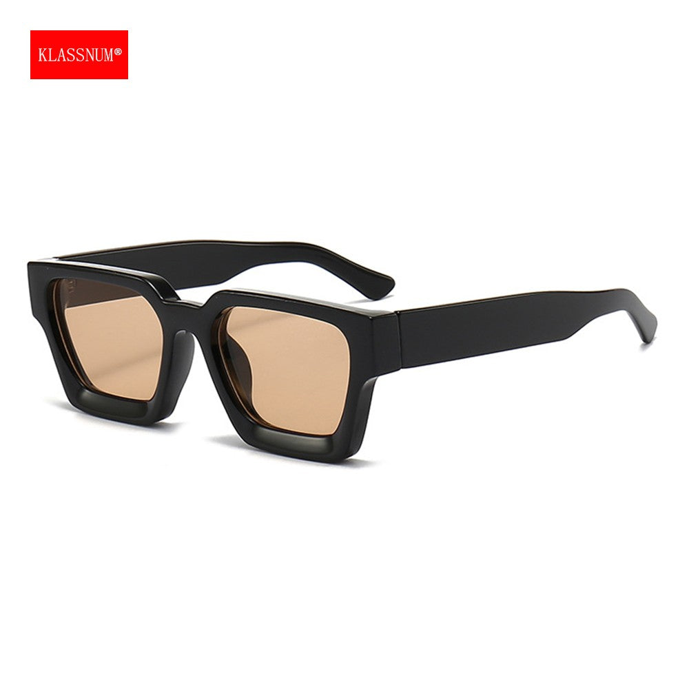 KLASSNUM Men Square Frame Sunglasses 2025 Luxury Brand Designer Sun Glasses Retro Trendy Shades UV400 Unisex Women Glasses New