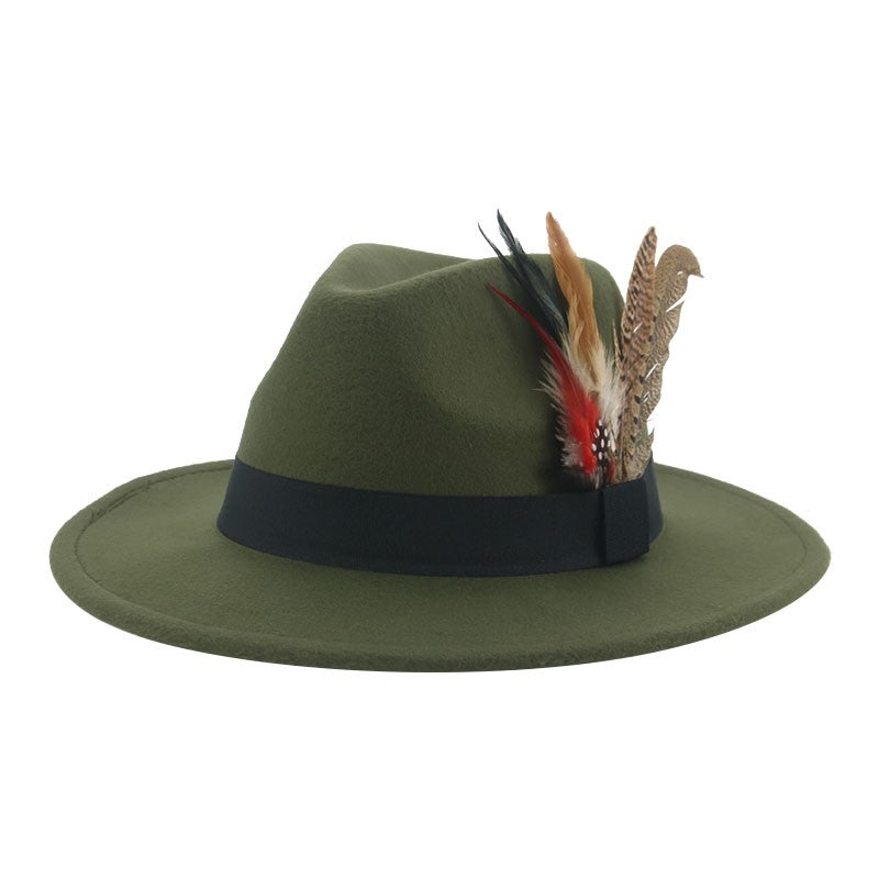 Hat Fedoras Winter Women Hats Men Felt Hat Feather Luxury Fashion Casual Wedding Decorate Men Women Fedora Chapeau Femme Bonnet