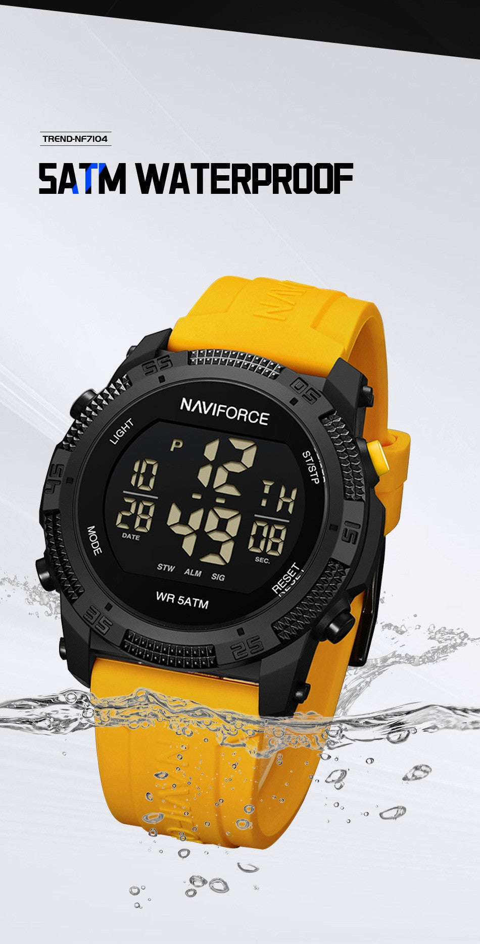 NAVIFORCE Brand Original Men Fashion Watch Water Resistant Personality Wristwatches Luxury Silicone Strap Electronic Clock 2024