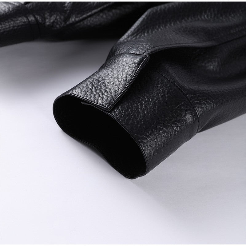 Street Stand Collar Women's Leather Jacket Loose Long Sleeve Zipper Pockets Chic Female Coats 2025 Autumn Winter Lady Outerwear