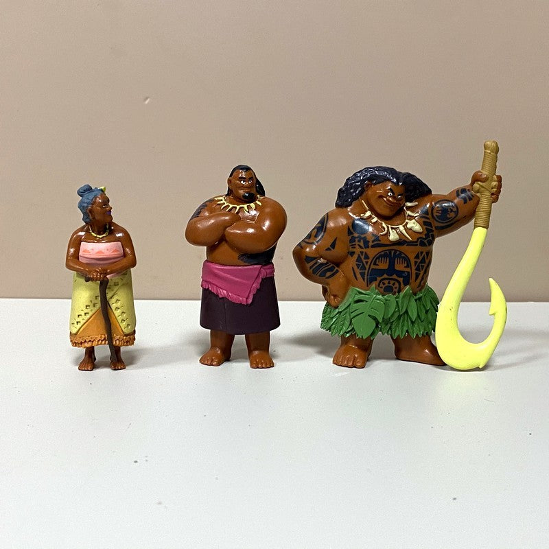 Lot 10pcs/Set 5-8CM Disney Moana Princess Moana Cheif Tui Maui Grandma Tala Pua Pig Rooster Kakamora Action Figures Decoration