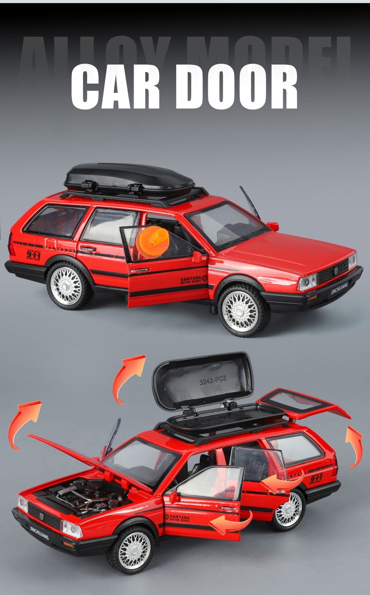 1:32 Scale VolksWagenwerk Santana Wagon Alloy Diecast Model Decorative Trendy Ornaments For Friend Gift Sound And Light Toys