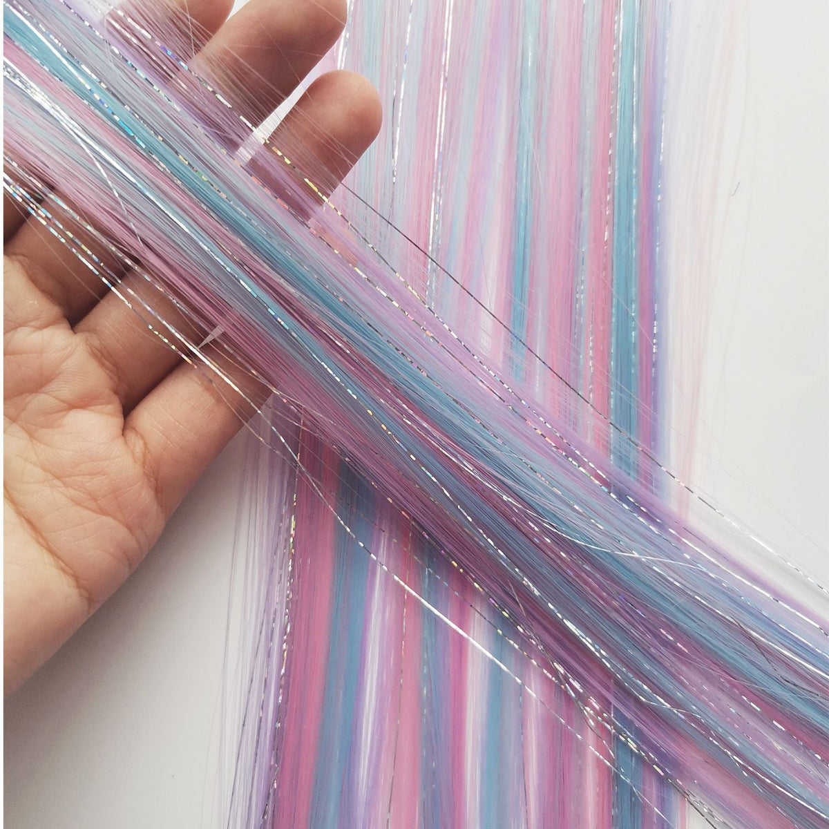 Unicorn Clip in Colored Hair Extensions Mixed Silver Tinsels Synthetic Rainbow Hair Holiday Party Highlights Women Girls 2026