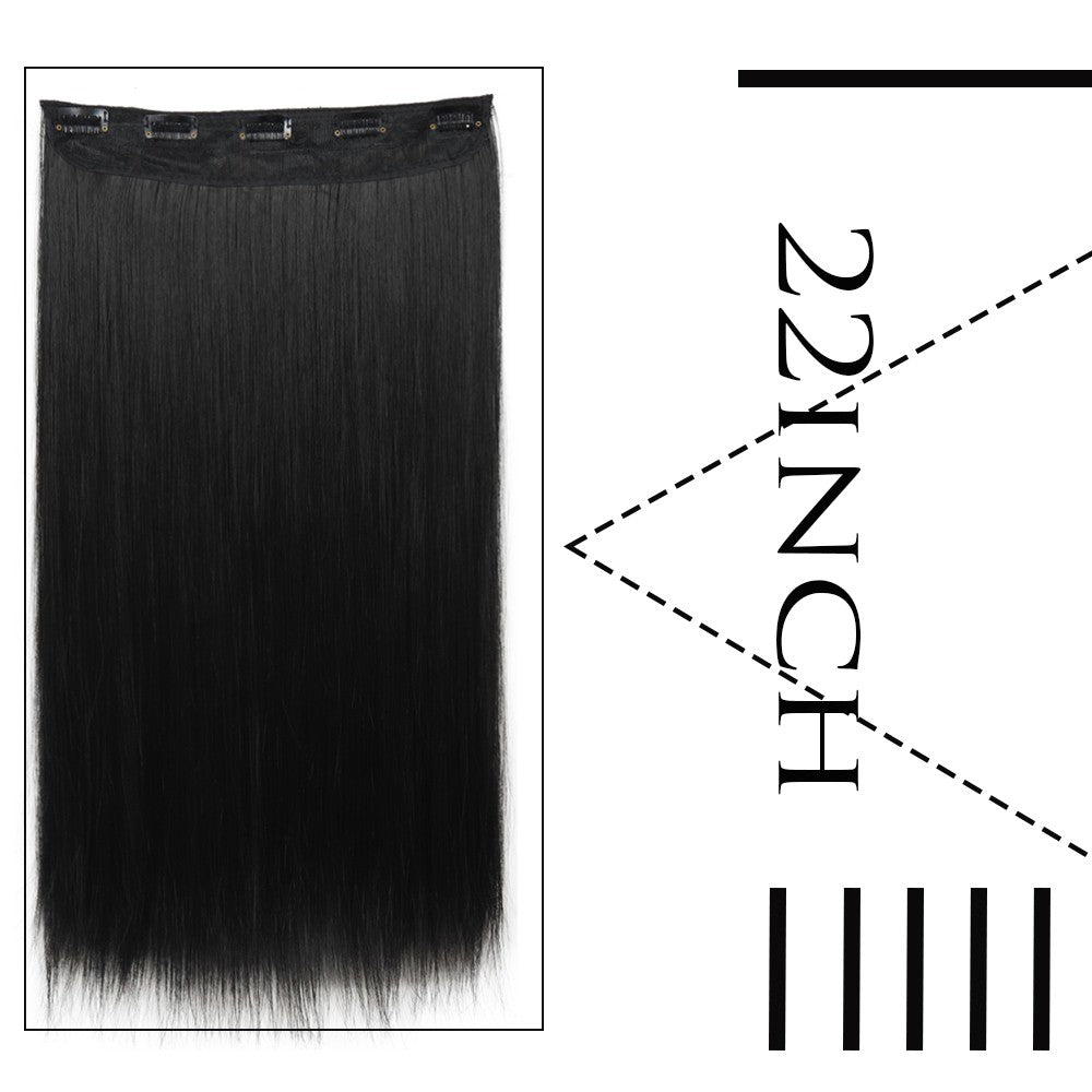 Synthetic Long Straight 5 Clip In Hair Extensions 22’‘ High Resistant Temperature Fiber Black Brown Blonde Hairpiece