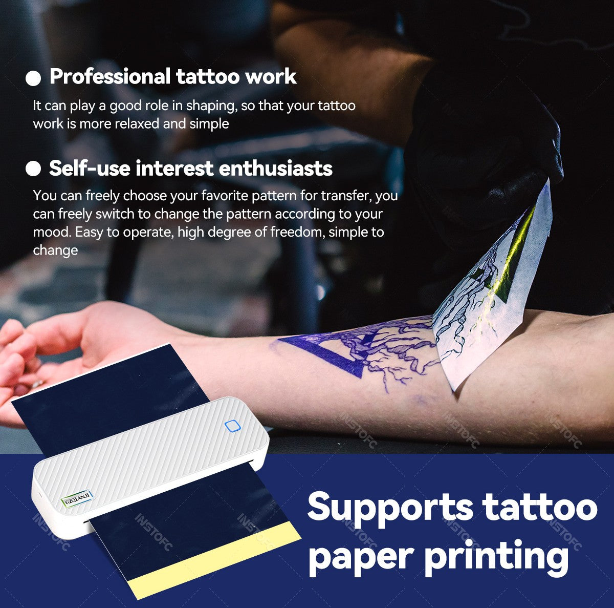 Portable A4 Thermal Printer Bluetooth Photos PDF Document Printing Machine Folded Rolls Paper For Office Work Home School Travel