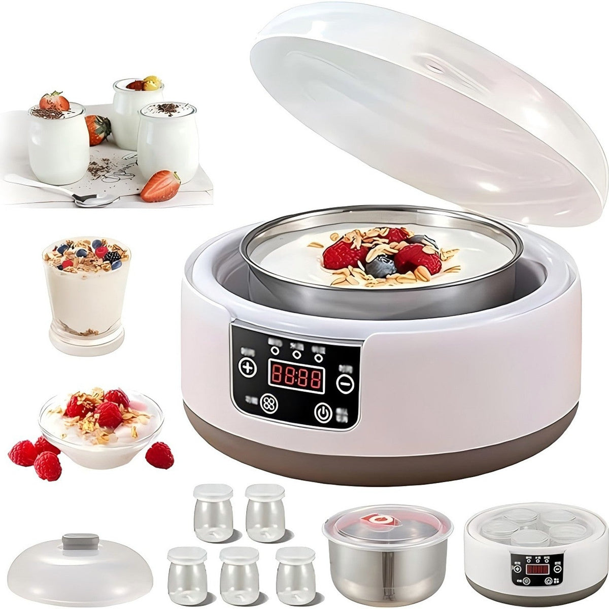 Automatic Yogurt Maker Constant Temperature Household Natto Maker Low Noise Multi-Function Yogurt Machine for Home Kitchen 1.2L