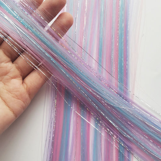 Unicorn Clip in Colored Hair Extensions Mixed Silver Tinsels Synthetic Rainbow Hair Holiday Party Highlights Women Girls 2026