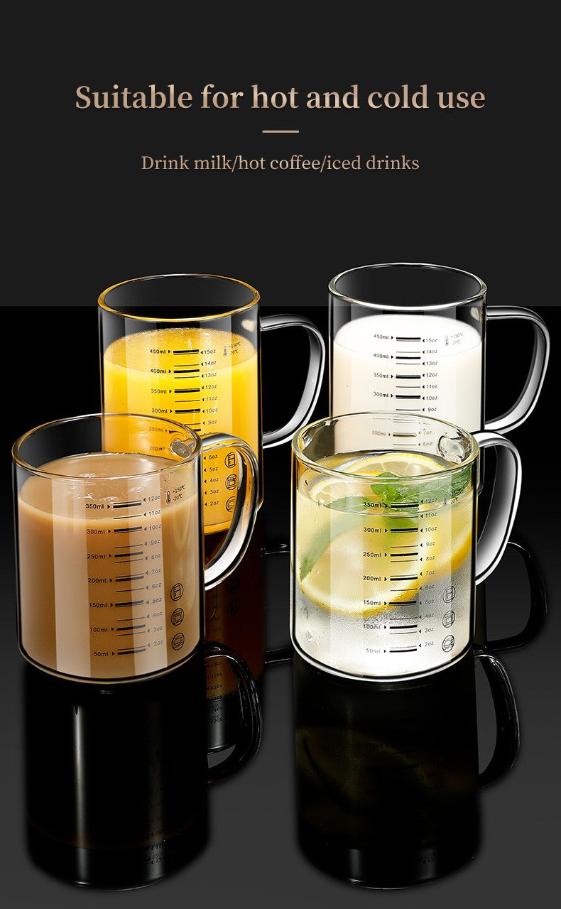Y-244 Milk Cup Caffeine Beaker Mug Graduated Beaker With Handle Borosilicate Glass Multi-Function Food Grade Measuring Cups