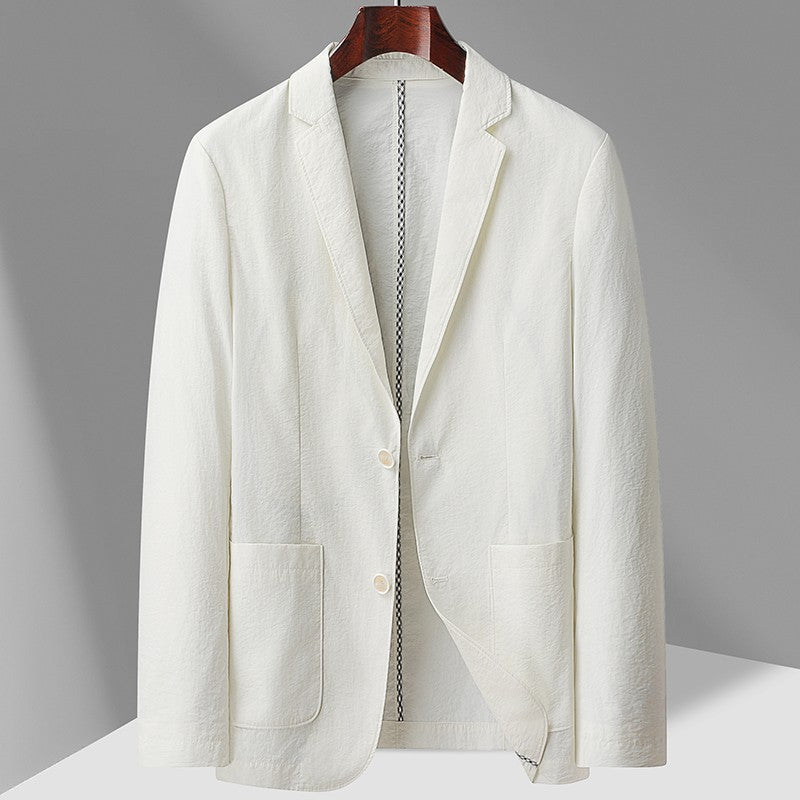 Summer thin suit men's jacket fashion handsome casual high-grade sense of light luxury suit jacket single west sun-protective cl