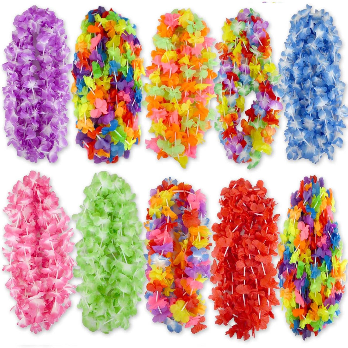24/120pcs Hawaiian Artificial Flower Wreath Necklace Hawaii Theme Party Garland Summer Beach Wedding Birthday Party Decor