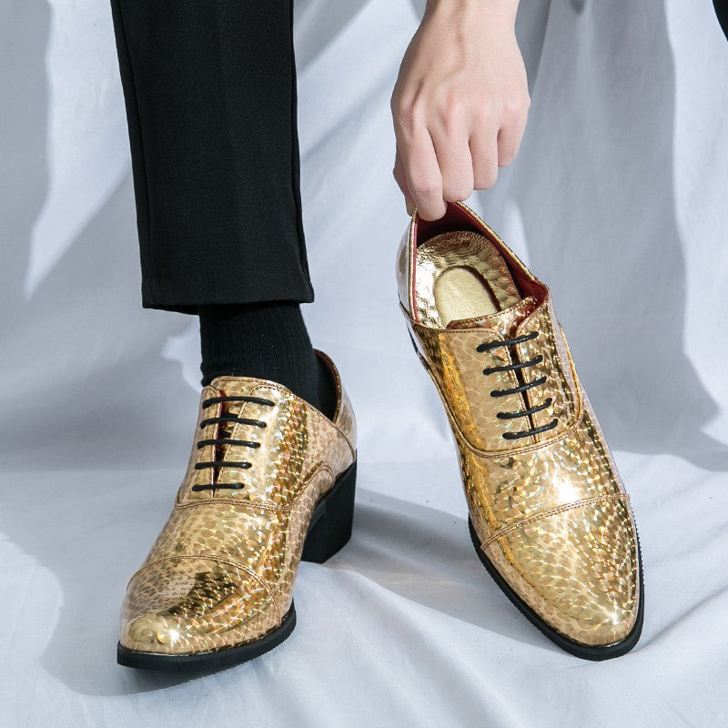 New pointed high-heeled shoes for men to increase business dress office men's shoes groom wedding wedding shoes