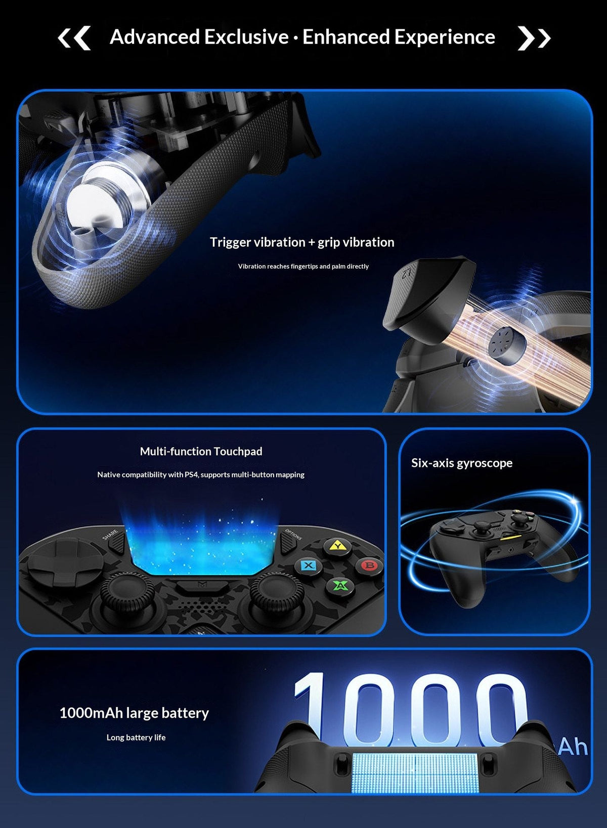 AceGamer D4 Wireless Gaming Controller Symmetric Bluetooth 2 4G Custom Js13pro Joystick for PS4/Pc/Steam/Switch2 Fps Gamers Gift