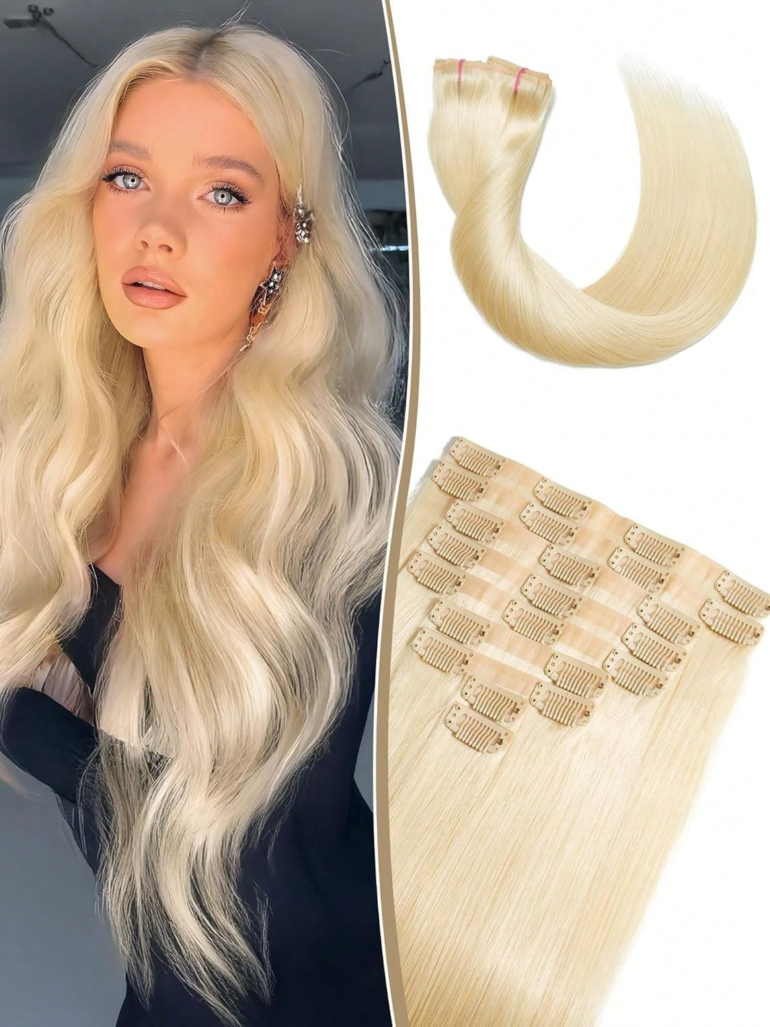 Clip In Hair Extensions Real Human Hair Blonde Clip In Extensions 8pcs Double Weft Hair Extensions End Human Hair #613