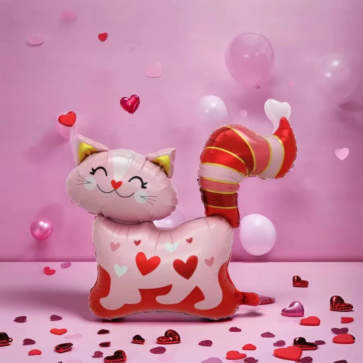 Cartoon cat aluminum foil balloon, cute crown cat pet animal themed party decoration