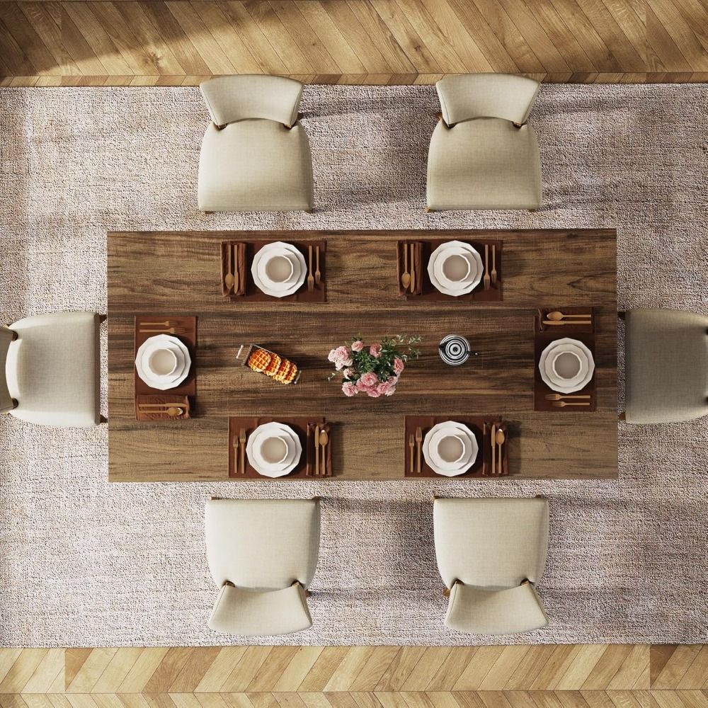 63-inch Dining Table for 4-6, Farmhouse Kitchen Table with Large Tabletop, Rectangular Dinner Eating Table for Dining