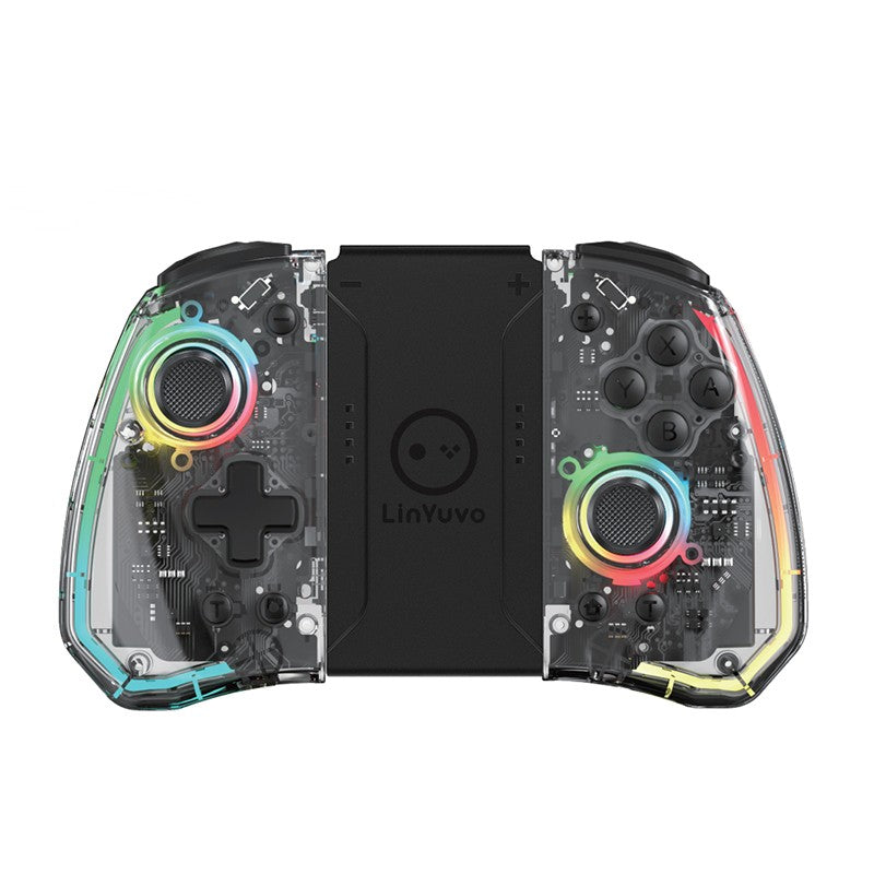 LinYuvo KS40 Transparent Wireless Gamepad for Switch/OLED with 8 Color LED,Turbo Function.Controller Joystick for Switch Lite