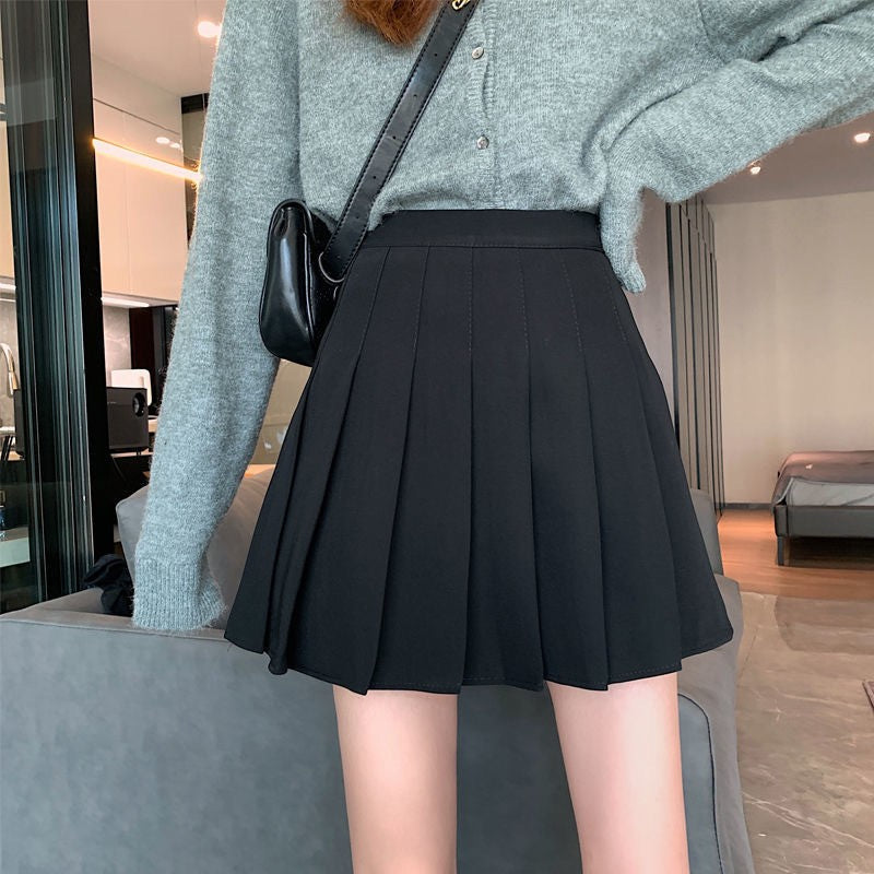 Women Pleated Skirt High Waist A-Line Mini Skirt School Girl JK Uniform Skirt Skater Skirt Tennis Skirt White Plus Size