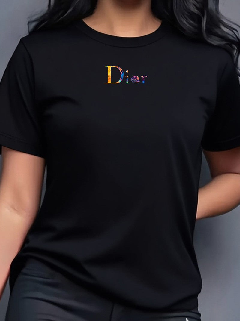 Ladies Hot Sale Brand Printed T-shirt Fashion Casual Letter Simple Pattern Top Summer Short Sleeve Loose Women's Cotton Top
