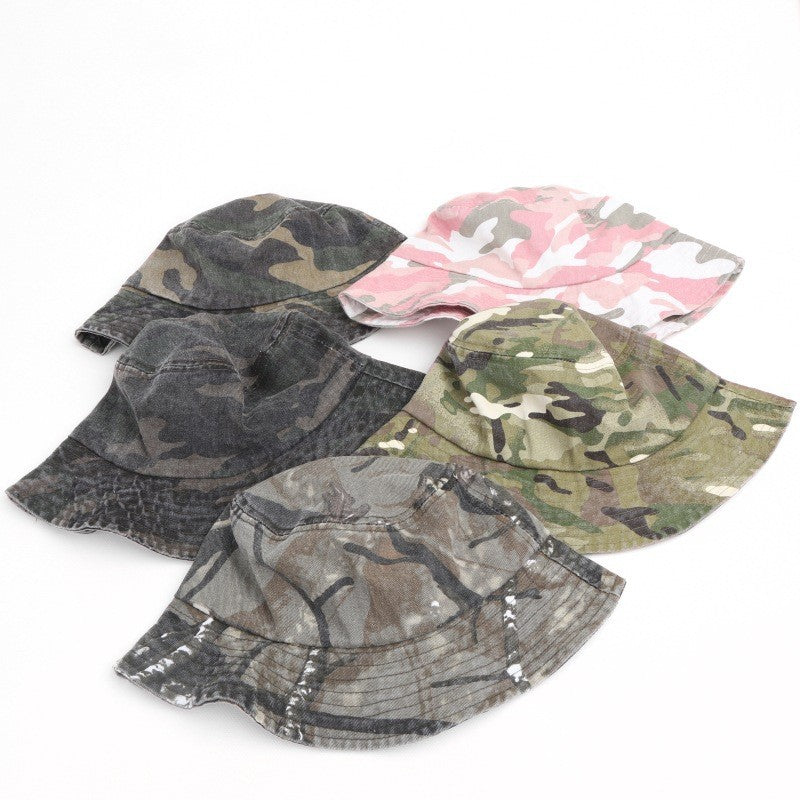 New Washed Cotton Camouflage Bucket Hat For Men And Women Outdoor Travel Casual Sun Cap Panama Fisherman Hats Bob