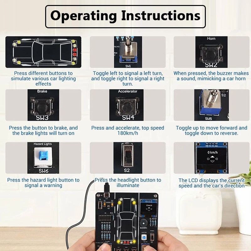 DIY Car Driving Simulation Soldering Practice Kit STEM Electronic Project Car Driver Simulator Solder Project for Students Learn