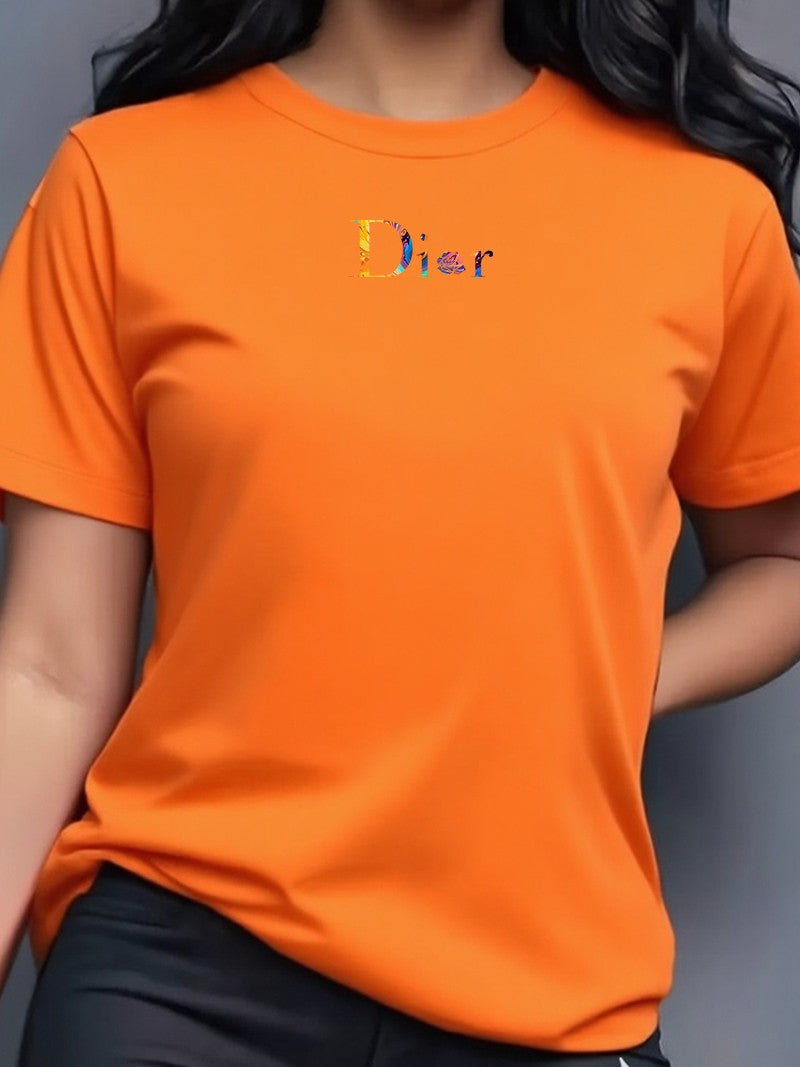 Ladies Hot Sale Brand Printed T-shirt Fashion Casual Letter Simple Pattern Top Summer Short Sleeve Loose Women's Cotton Top