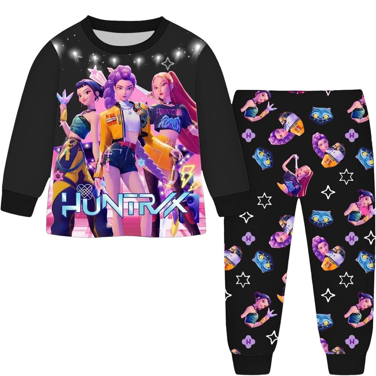 Anime Kpop Demon Hunters Zoey Costume Kids Huntrix Rumi Girls Tshirt Pants Sets Autumn Pajamas for Children's Clothing 3-14Years