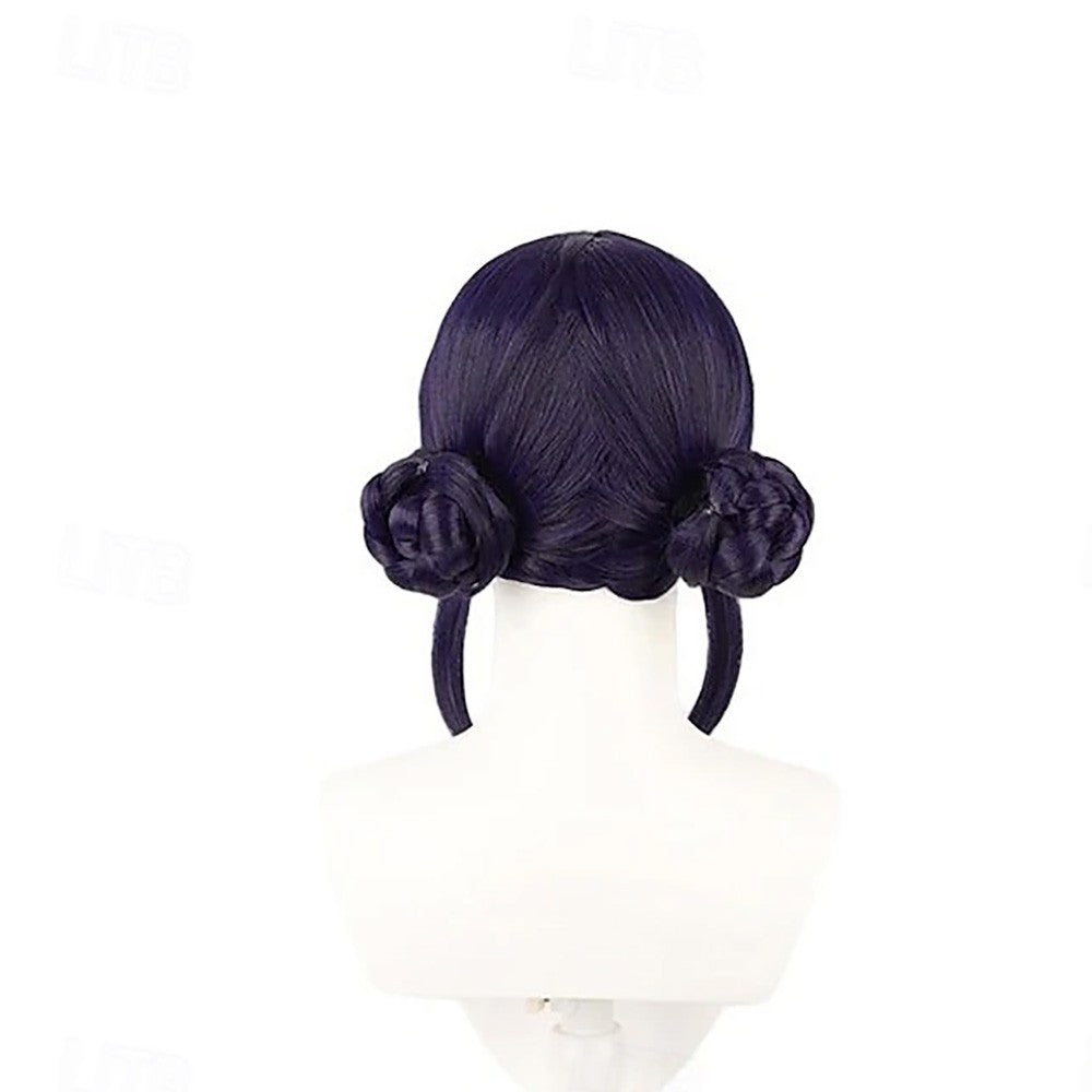 Synthetic Hair Wigs Dark Purple Costume Cosplay Wig Anime Wigs Medium Straight Hair Accessory for Holloween