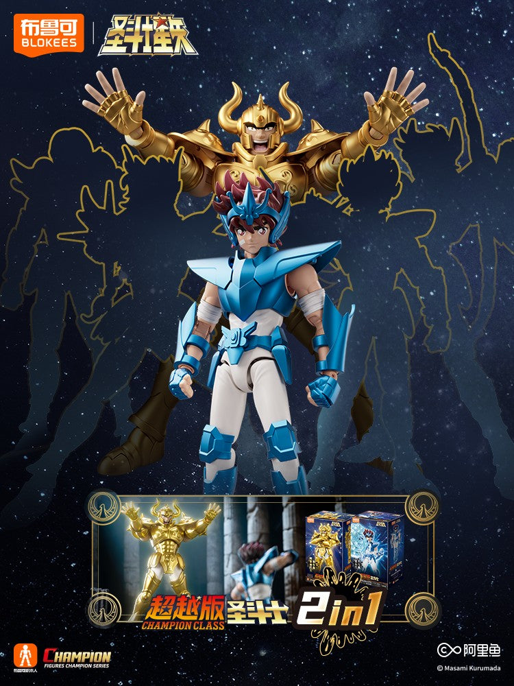 Blokees Saint Seiya Cygnus Hyoga Pegasus Seiya Knights of Zodiac Aquarius Camus Aries Mu Action Figures Anime Model Statue Toys