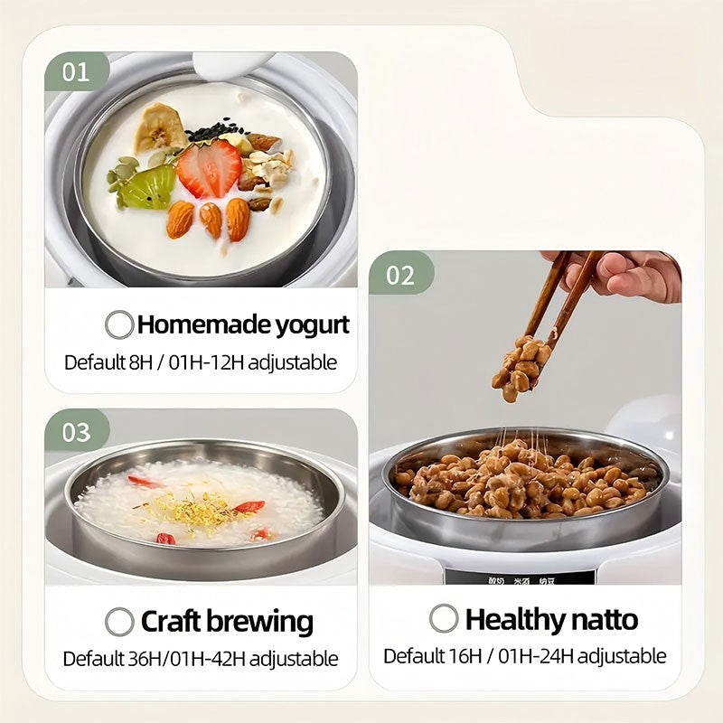 Automatic Yogurt Maker Constant Temperature Household Natto Maker Low Noise Multi-Function Yogurt Machine for Home Kitchen 1.2L