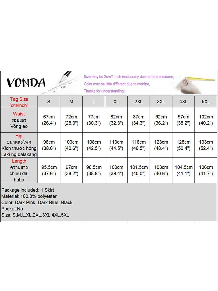 VONDA Plus Size Women Party Skirt 2024 Street High Waist Fashion Multi Layered Ruffled Hem Long Maxi Skirts Elegant Swing Bottom