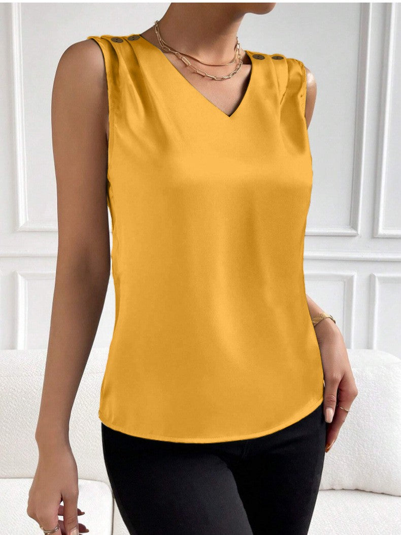 Solid Casual Loose Sleeveless Blouses For Women Fashion Summer Women's Oversized Shirts And Blouses Elegant Youth Female Tops