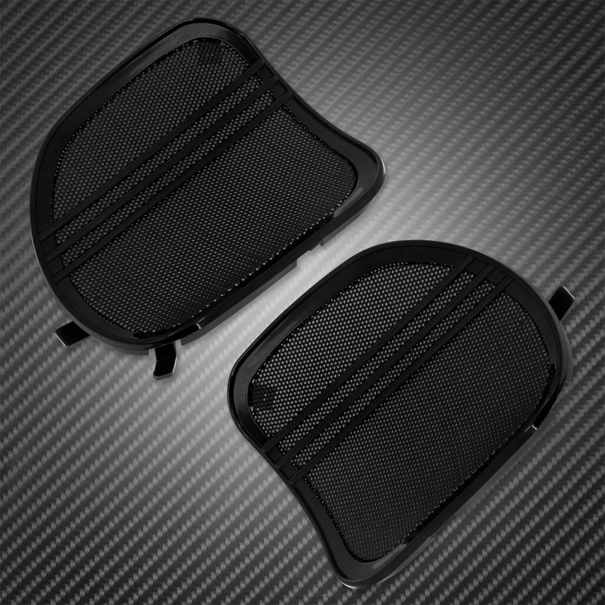 Motorcycle Black Tri-Line Speaker Grills Horn Cover Trim Mesh For Harley Touring CVO Road Glide FLTRX Special FLTRXS 2015-2023