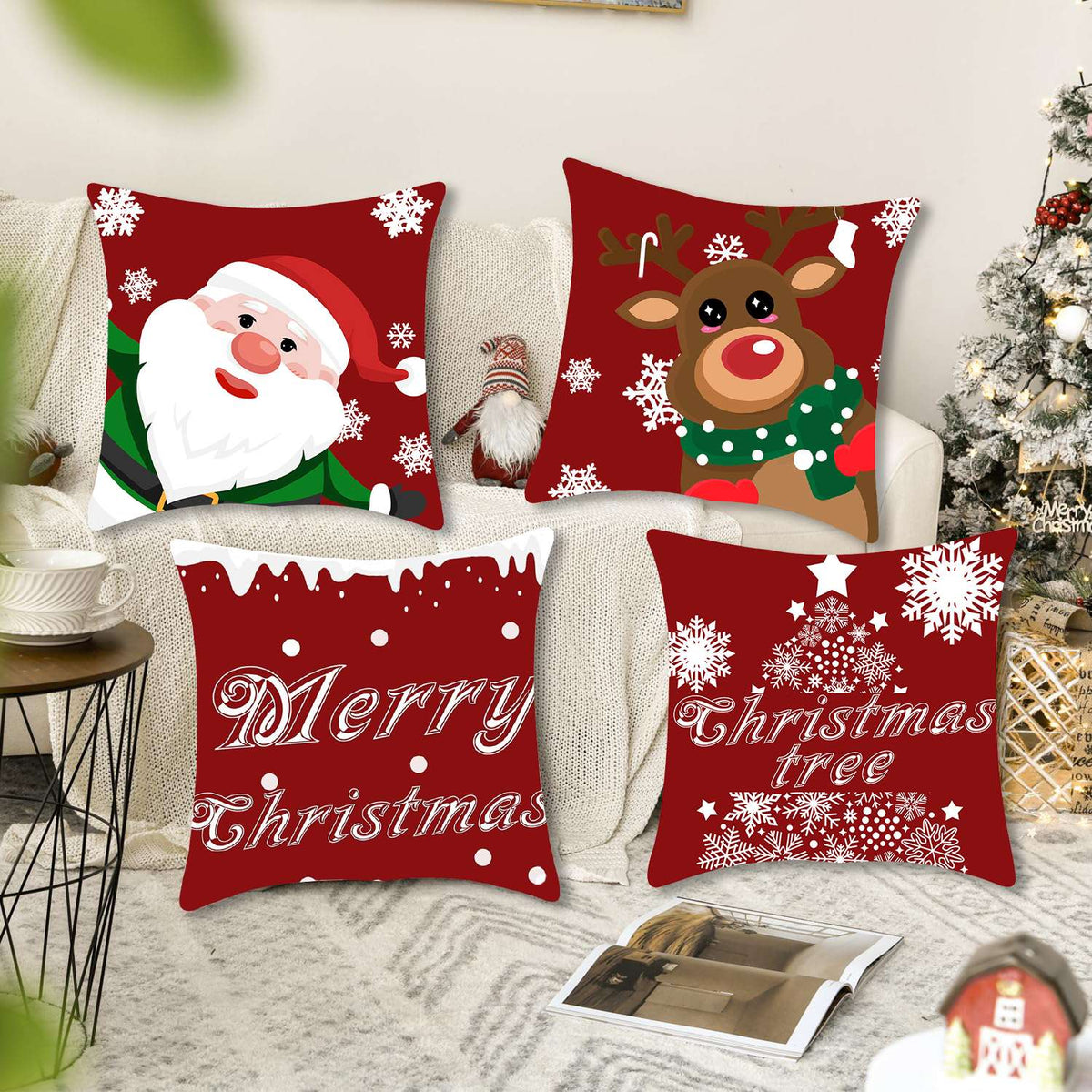 1pcs 2D Christmas Pillow Cover Xmas Party Decoration 2025 Xmas Holiday Santa Claus Pillow Cover Navidad Natal New Year Gift 2026