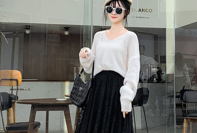 Plus Size plus Size Lace Hollow out f Skirt mid Waist Long Sle Fairy Skirt A-Line Umbrella Skirt Trendy Women's Clothing