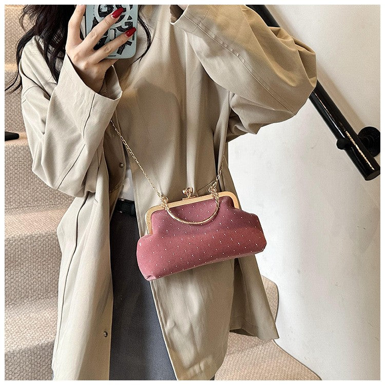 Luxury Design Women's Evening Clutch Purse Dinner Party Ladies Small Clip Shoulder Bag Handbags Retro Female Chain Crossbody Bag
