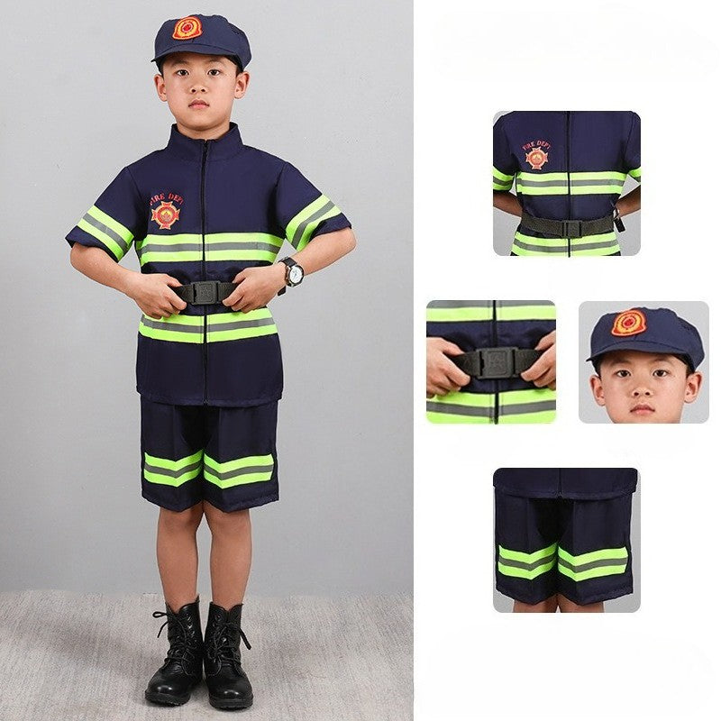 Children's Firefighter Performance Costume Kids Sets Boys and Girls Cosplay Fireman Clothes Festival Stage Show Clothes