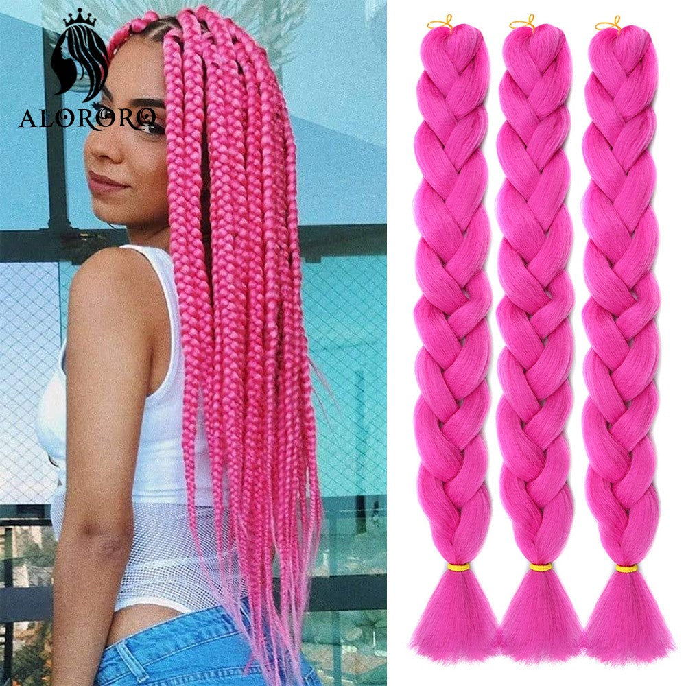 Alororo Synthetic Jumbo Braid Hair 82 Inch African Fake Hair High Temperature Fiber Puple Red Braiding Hair Extensions for Women