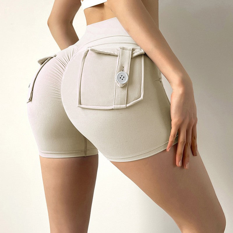 New Workout Fitness Training High Waist Scrunch Butt Seamless Sports Yoga Biker Shorts With Pocket For Women