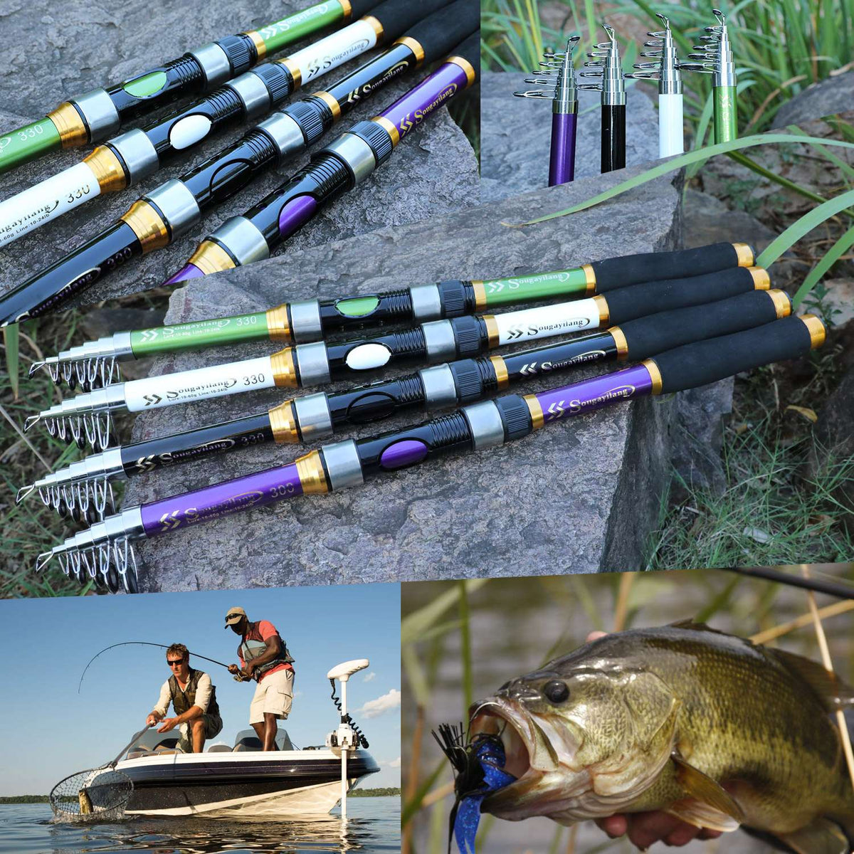 Sougayilang 4 Colors Telescopic Fishing Rod 1.8m-3.3m Glass Fiber EVA Handle Carp Spinning Rod Fishing Pole Fishing Weight 5kg