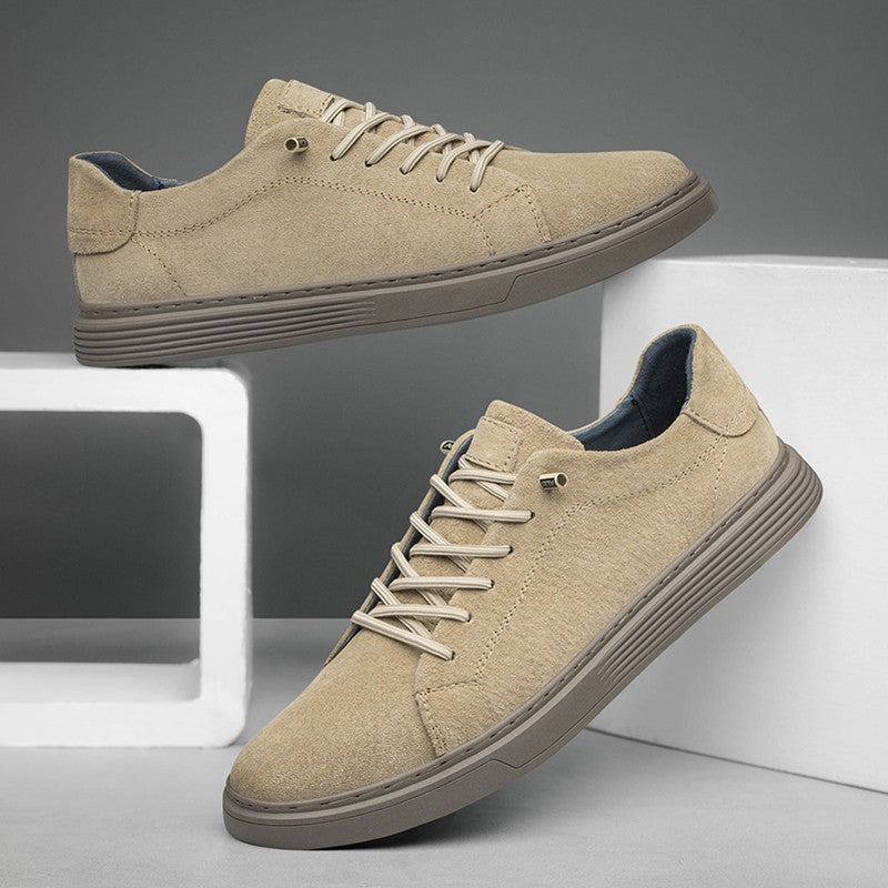 New Men's Suede Fashionable Lace-Up Casual Shoe Breathable And Comfortable Walking Shoe Anti -Slip And Wear-Resistant Flat Shoes