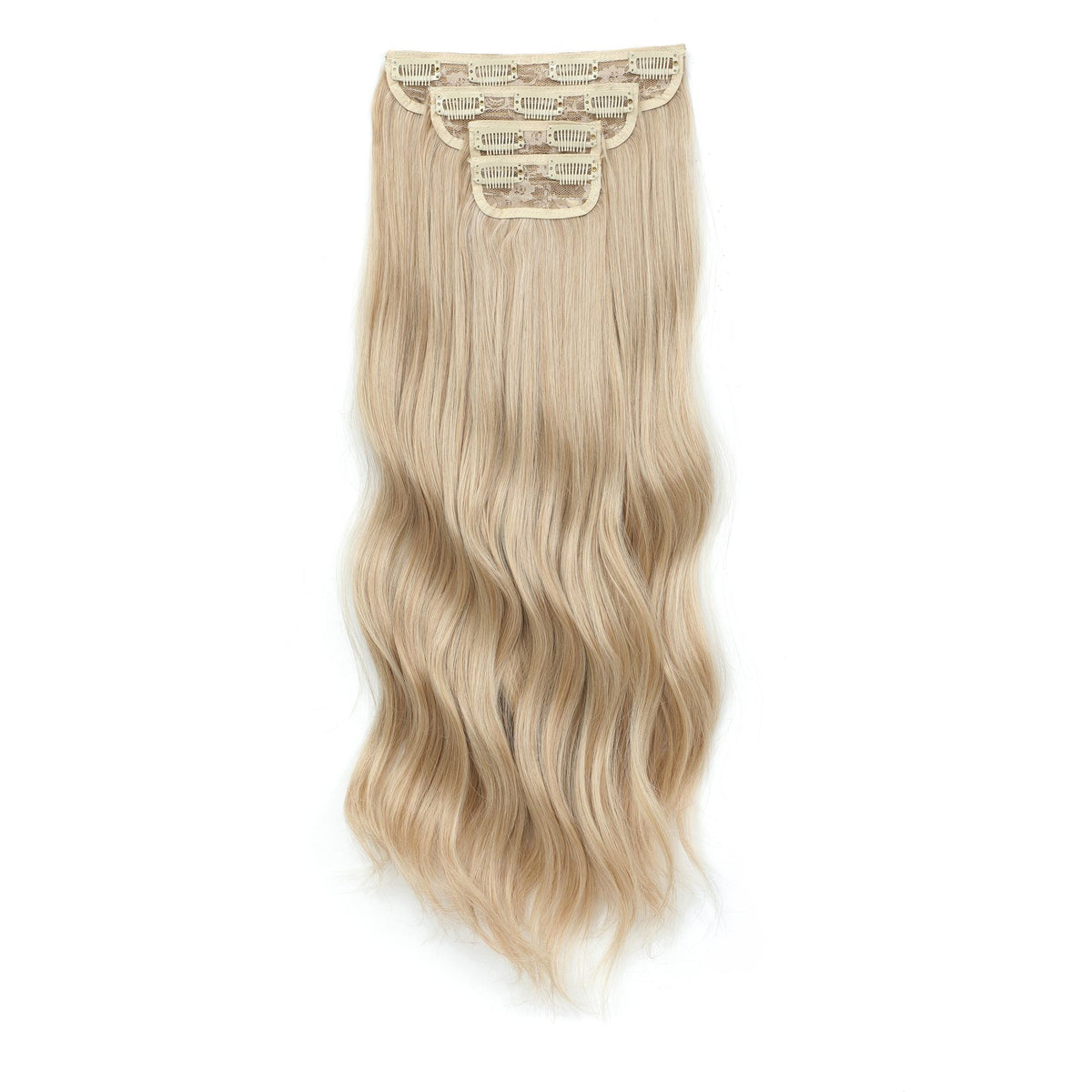 24Inch 61cm Body Wave Synthetic Wavy Blond 27/613 White Clip In Hair Extensions 4Pcs/lot 220g Heat Resistant Fiber