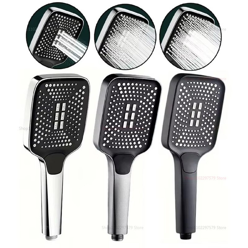 3 Mode Adjustable High Pressure Shower Head Handheld Large Flow Water Saving Pressurized Shower Head Mixer Bathroom Accessories