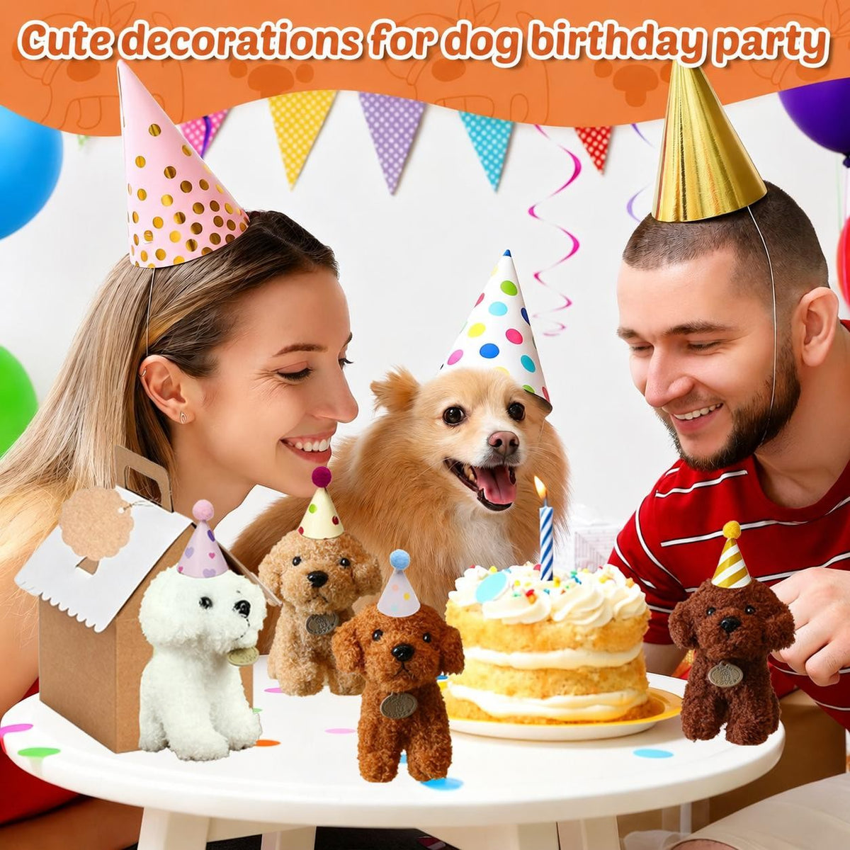 8-36Pcs Puppy Stuffed Animals Bulk Adopt A Puppy Party Favors with Card Hat Paper Boxes Birthday Stuffed Dogs Keychain for Kids