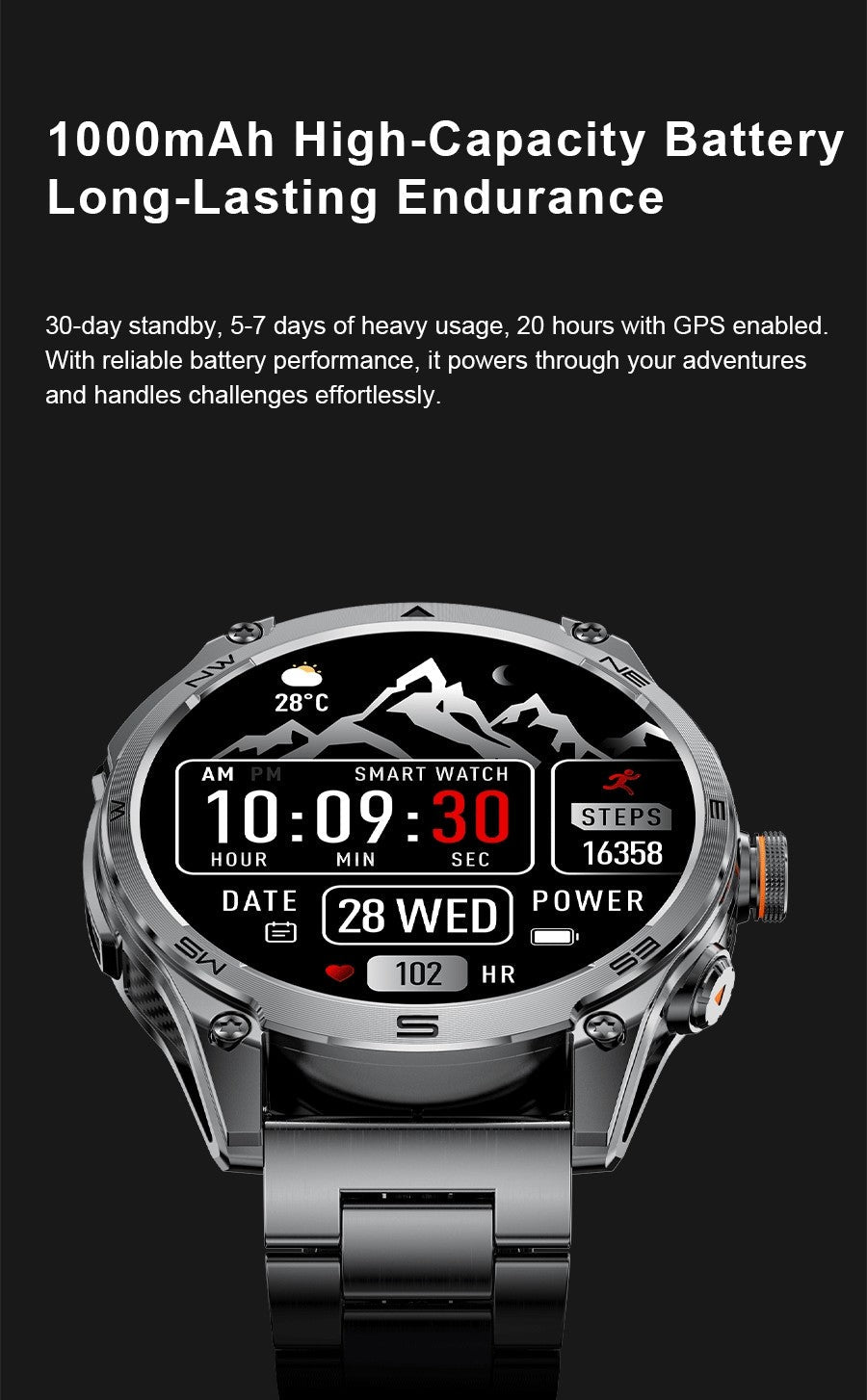 2025 New Military T-Rex 3 Ultra GPS Smart Watch 1000mAh Battery 10ATM Waterproof Compass Flashlight Sports trackr Smartwatch Men