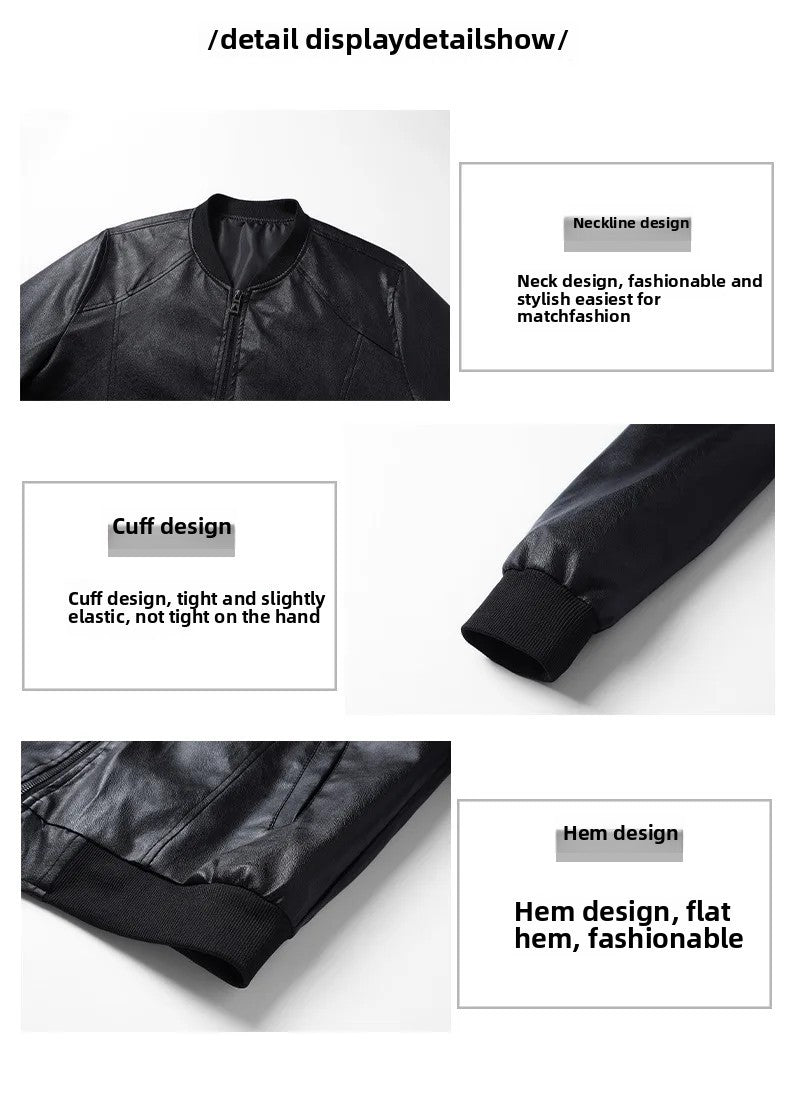 Men's Slim Fit Leather Jacket 2025 New Style Versatile Cool Fashionable PU Leather Coat Casual Streetwear